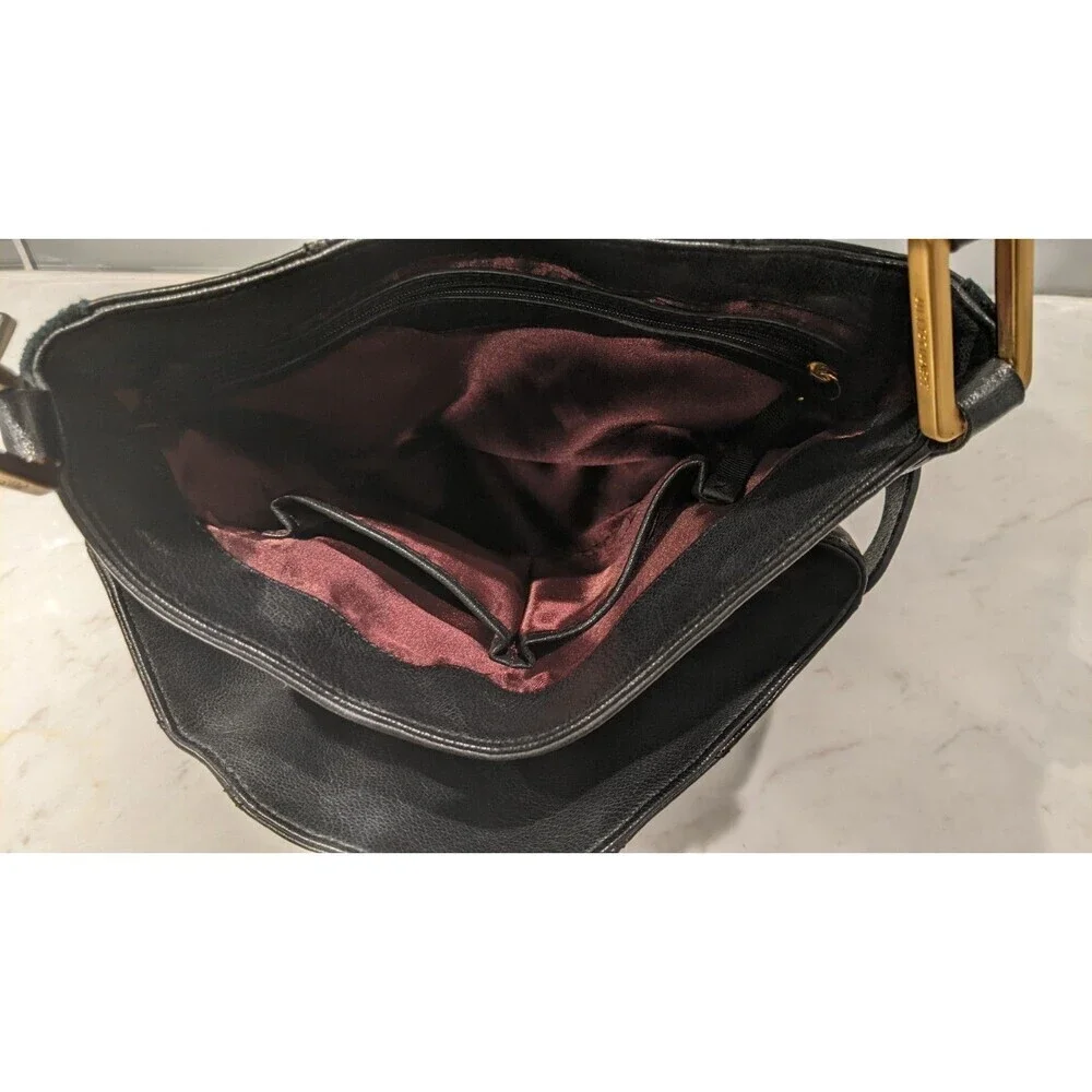 Jill Stuart Black Pebbled Leather & Suede Shoulder Handbag/Purse GORGEOUS!